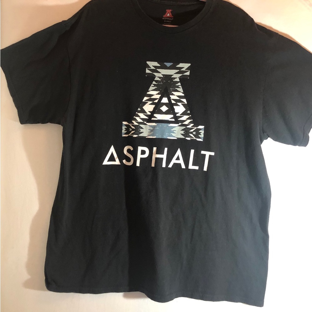 ASPHALT 100% Cotton Black T-Shirt with Logo Mens XL